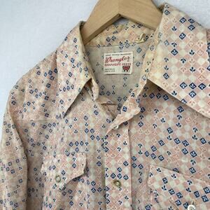 WRANGLER Shirt Mens 15.5 33 Permanent Press Long Tails Single Needle Western VTG